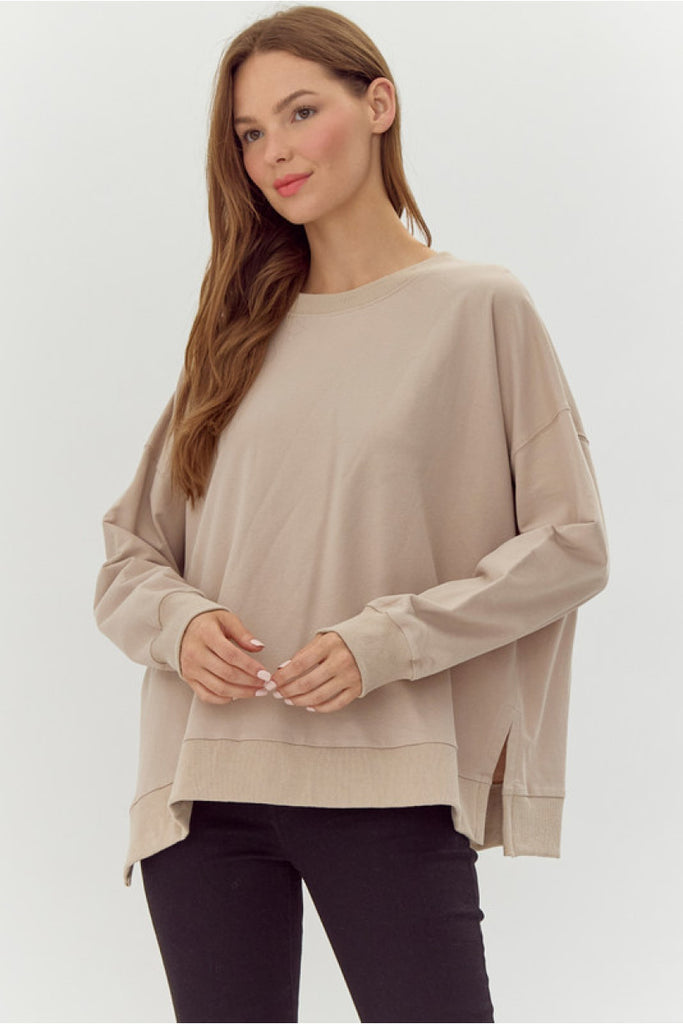 Fall Back Top in Taupe