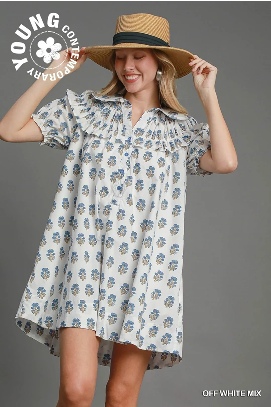 Short Aztec Dress in Offwhite