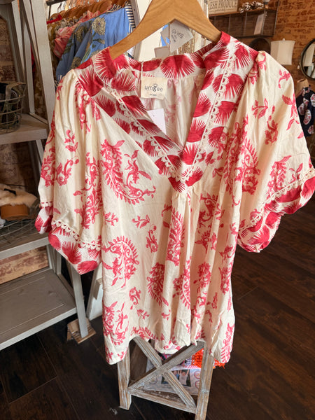 Riffly Top in Red Plus Size