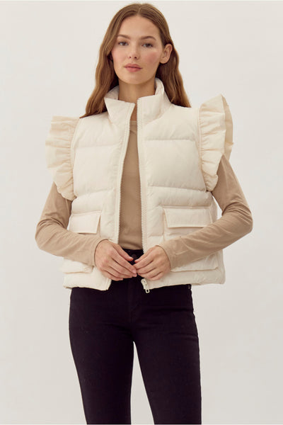Frill Vest in Cream
