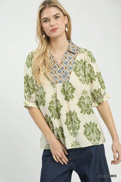 Bank Top in Olive Mix