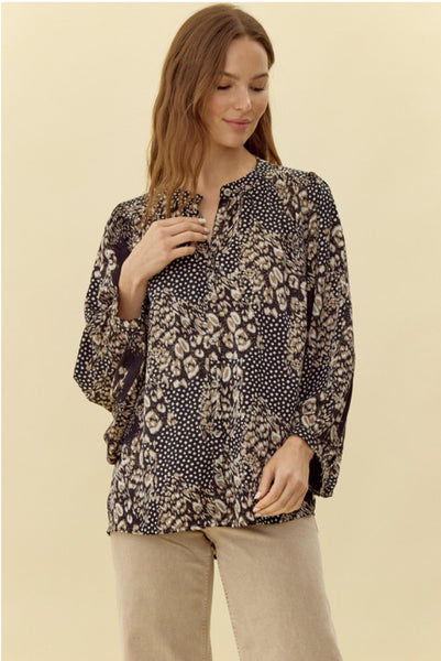 Dark Cheetah Print Top in black