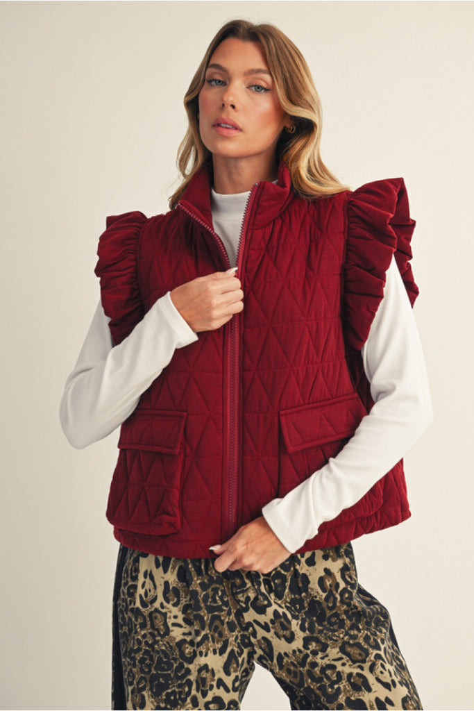 Holiday Vest in Burgendy