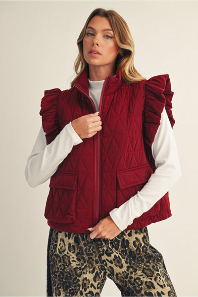 Holiday Vest in Burgendy