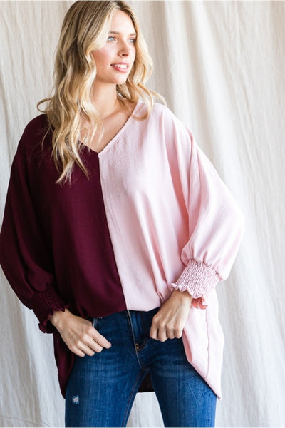 Candy-cane Top in Burgundy Blush