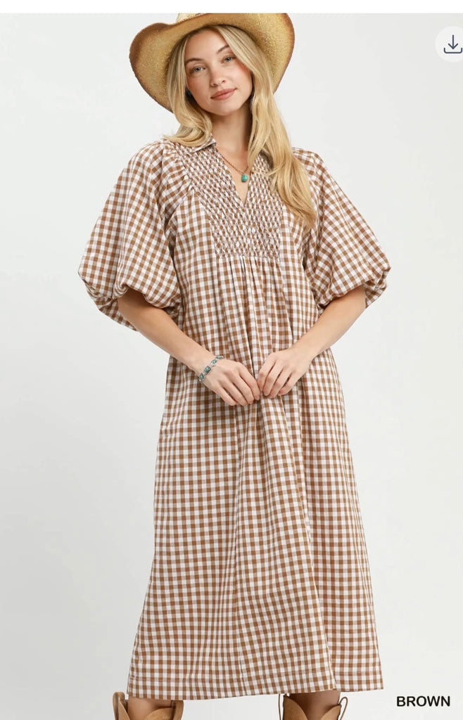 Brown Print Dress
