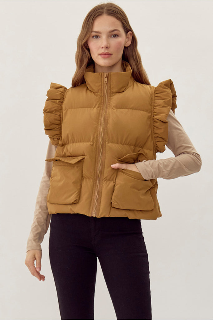 Frill Vest in toffee