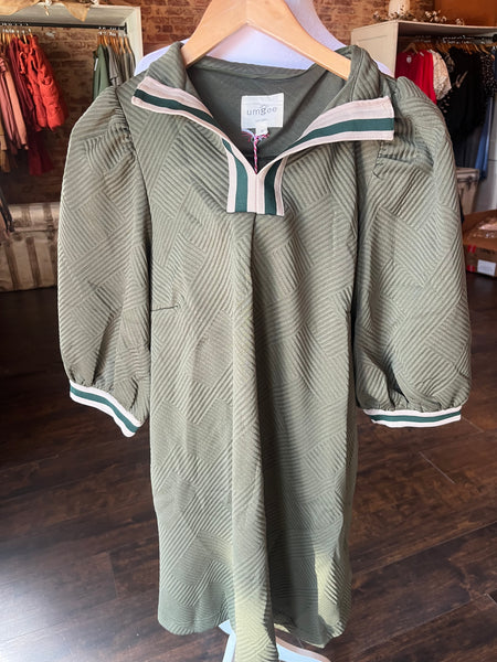 Fall Leaf Dress in Olive