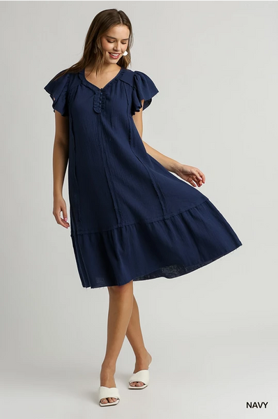Spring Long Dress in Navy