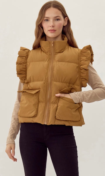 Frill Vest in Toffee