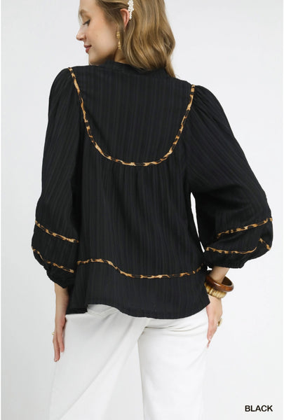 Tortoise Stripe Top in black