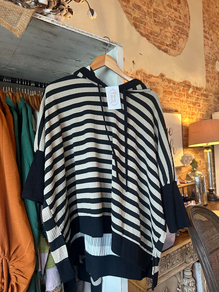 Striped Hoodie in Black