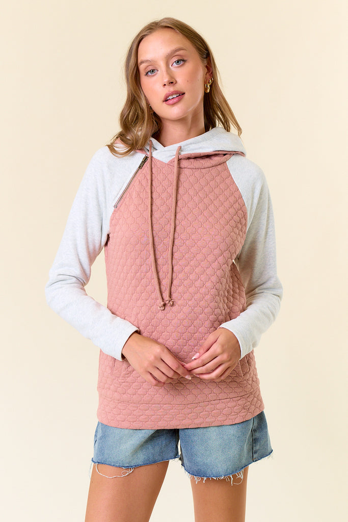 Maren Hoodie in Dusty Rose/Heather Grey