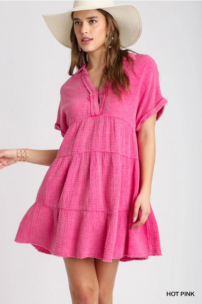 Tee Dress in Hot Pink